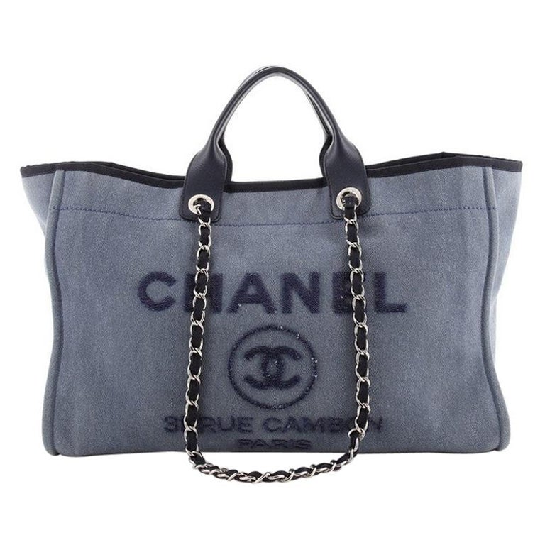 Chanel Deauville Tote Canvas with Sequins Large at 1stDibs