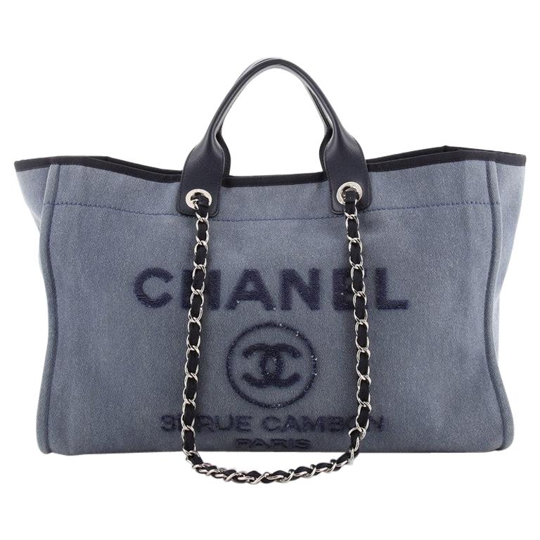 Chanel Deauville Tote Canvas with Sequins Large at 1stDibs