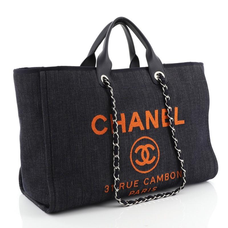 Black Chanel Deauville Tote Denim Medium