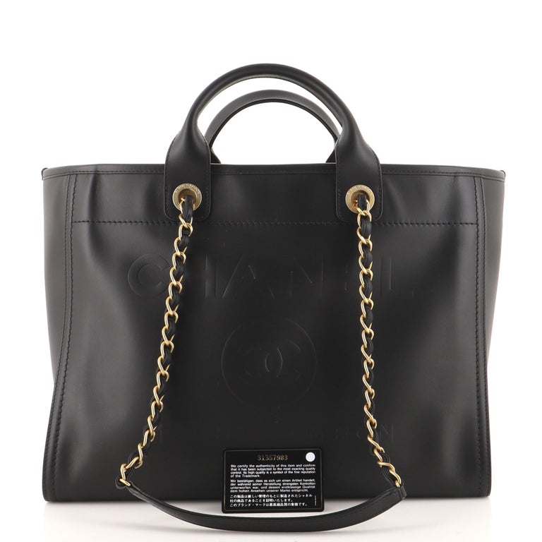 Chanel Deauville Tote Embossed Calfskin Large at 1stDibs