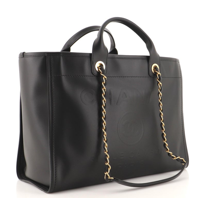 Chanel Deauville Tote Embossed Calfskin Large at 1stDibs
