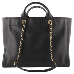 Chanel Deauville Tote Embossed Calfskin Large