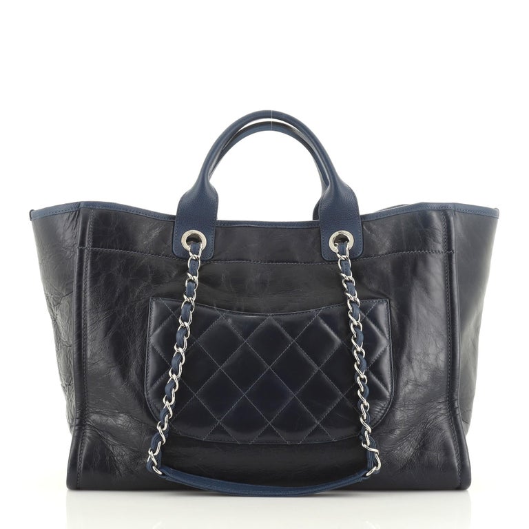Chanel Deauville Tote Glazed Calfskin Large at 1stDibs