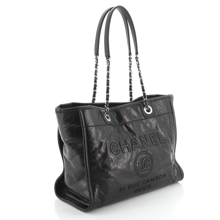 Chanel Deauville Tote Glazed Calfskin Small at 1stDibs  chanel glazed  deauville tote bag, chanel glazed calfskin deauville