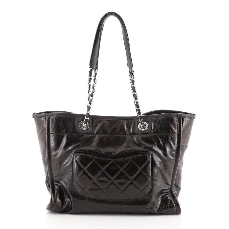 Chanel Deauville Tote Glazed Calfskin Small In Good Condition In NY, NY