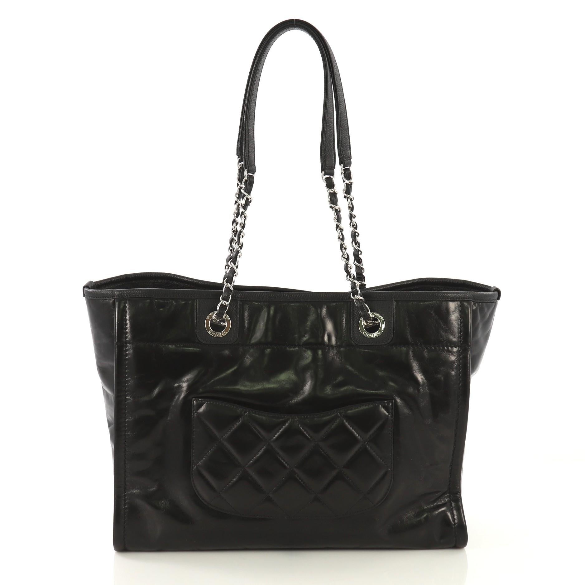 Chanel Deauville Tote Glazed Calfskin Small  In Good Condition In NY, NY