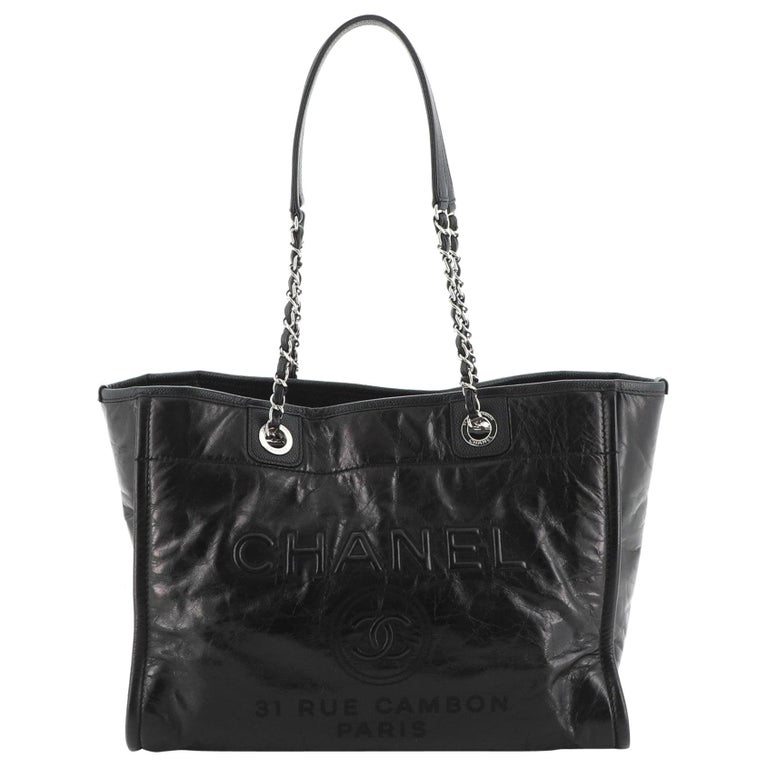Chanel Deauville Tote Glazed Calfskin Small at 1stDibs
