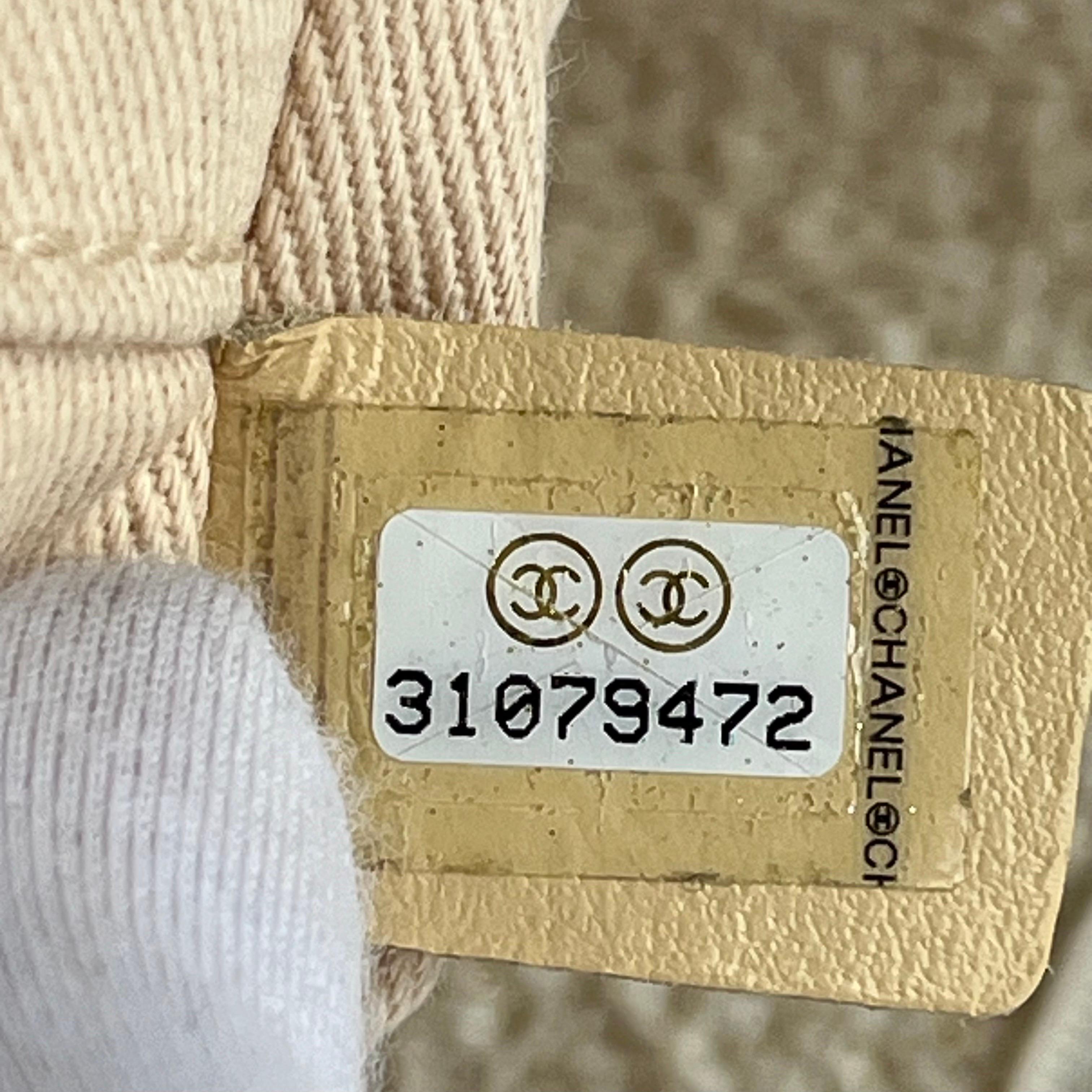Chanel Deauville Tote Gold Beige Cloth Leather Chain Strap Small 34cm en vente 3
