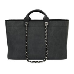 CHANEL Deauville Tote Large Grey Sequins Canvas with Silver Hardware 2017