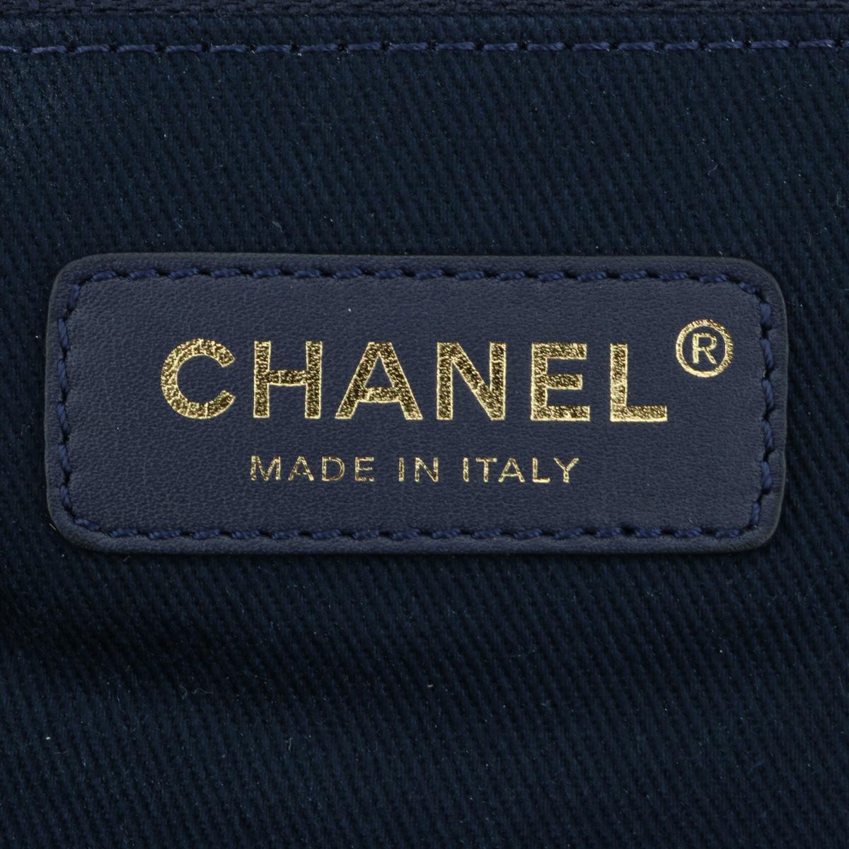 CHANEL Deauville Tote Large Navy Canvas with Light Gold Hardware 2018 8