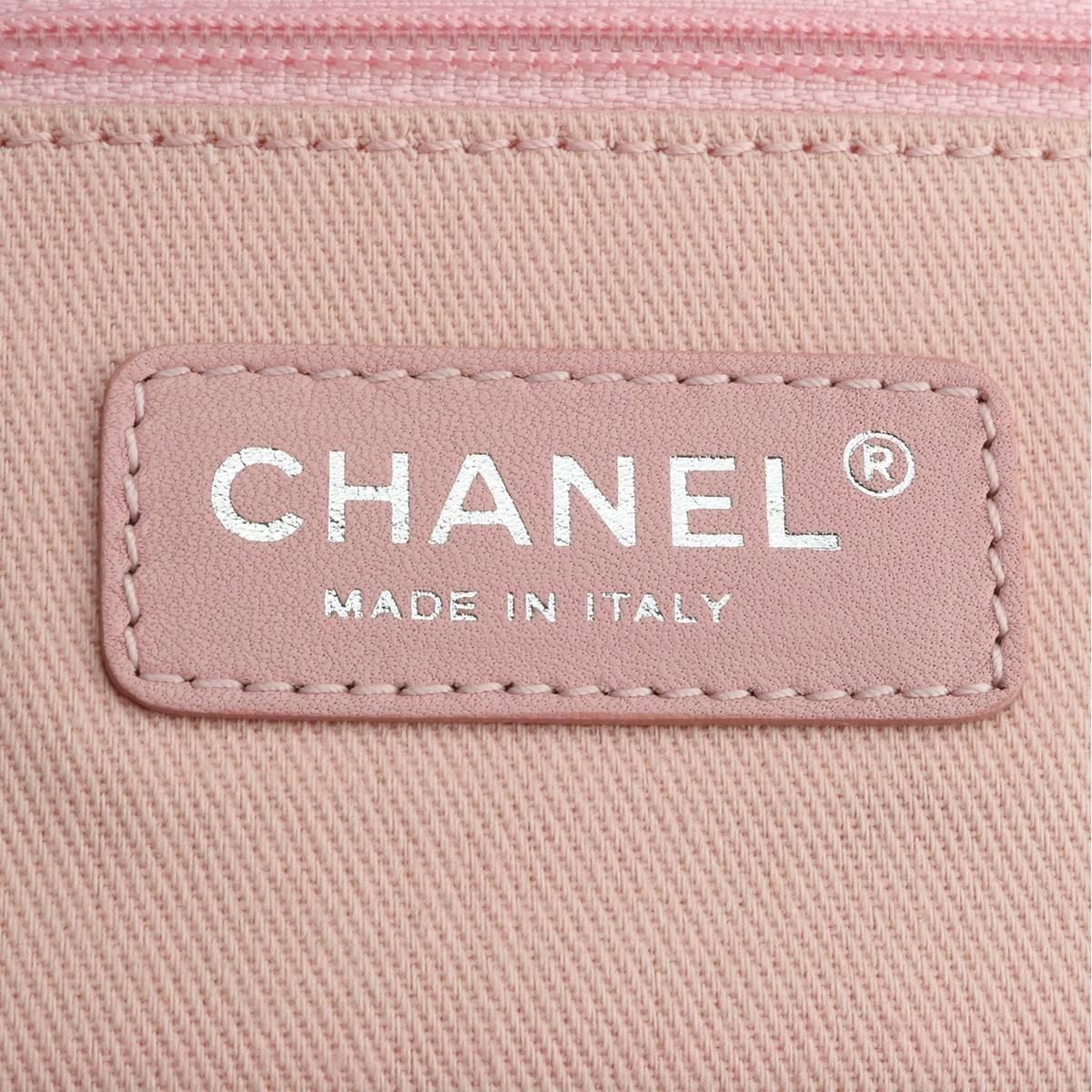 CHANEL Deauville Tote Large Pink Canvas with Silver Hardware 2016 2