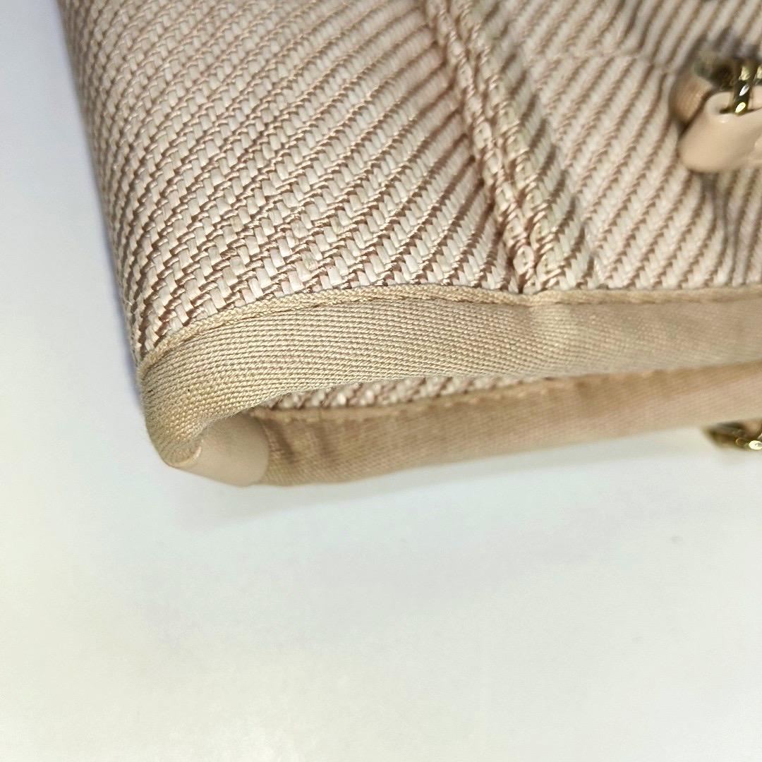 Chanel Deauville Tote Light Pink Cloth Leather Chain Strap Small 34cm 3