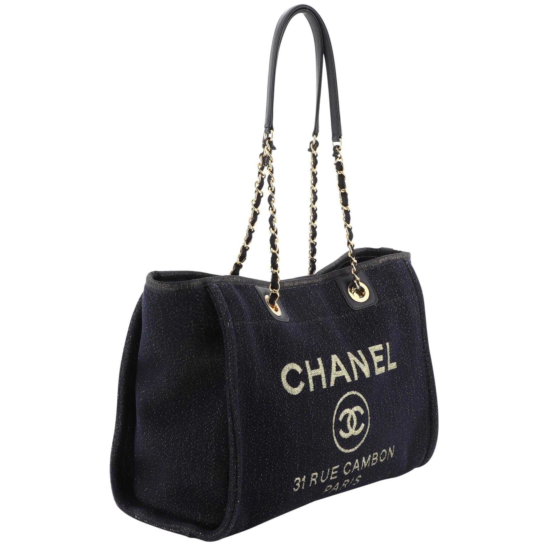 Chanel Deauville Tote Lurex Canvas Small at 1stDibs