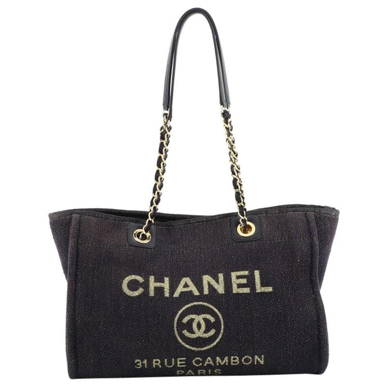 Chanel Deauville Tote Lurex Canvas Small at 1stDibs