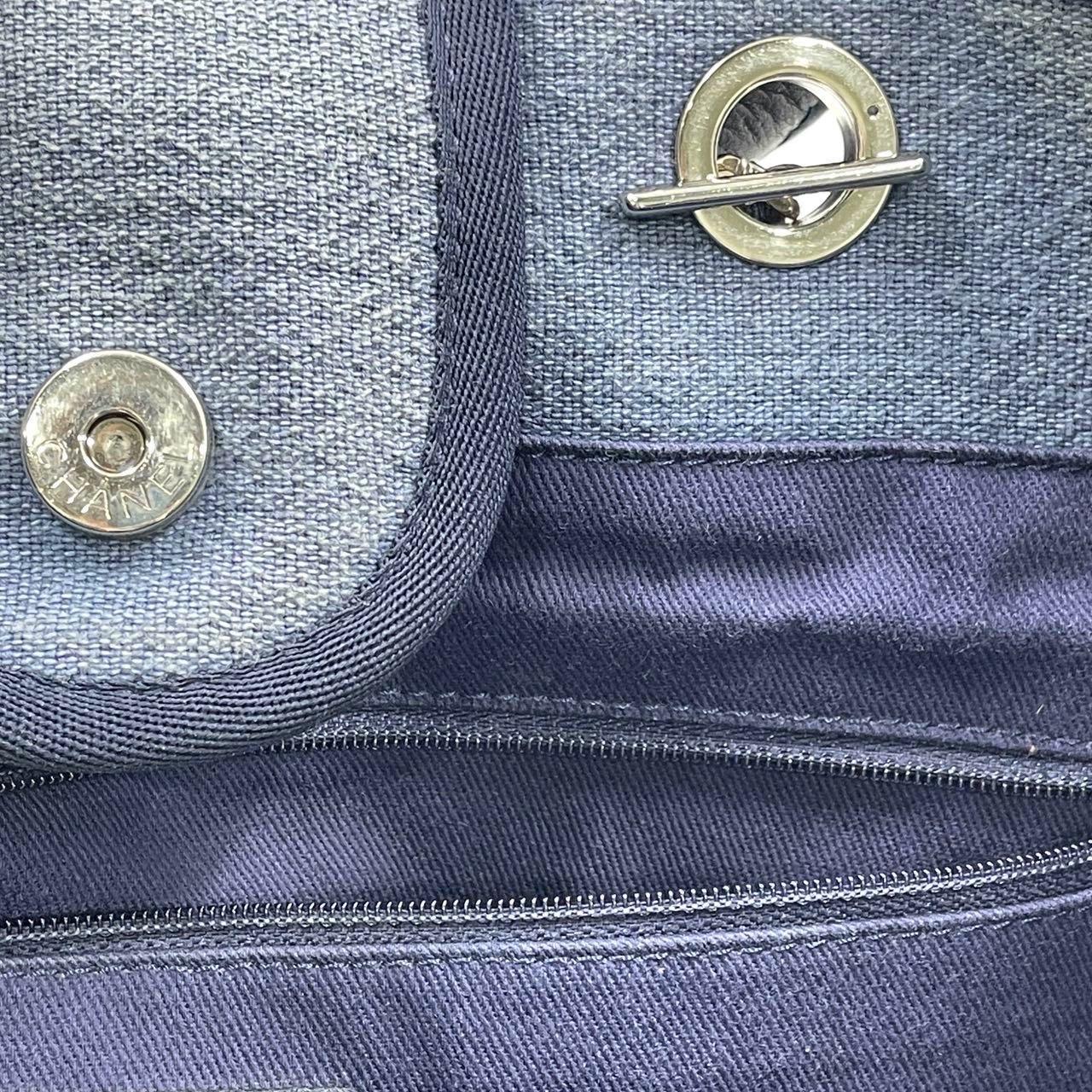 Chanel Deauville Tote Medium Navy Denim Top Handle 2012 5