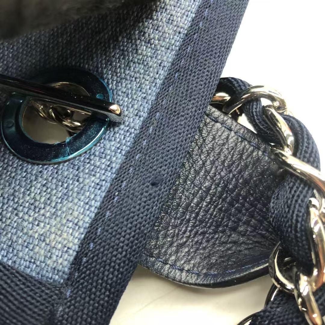Chanel Deauville Tote Medium Navy Denim Top Handle 2012 9