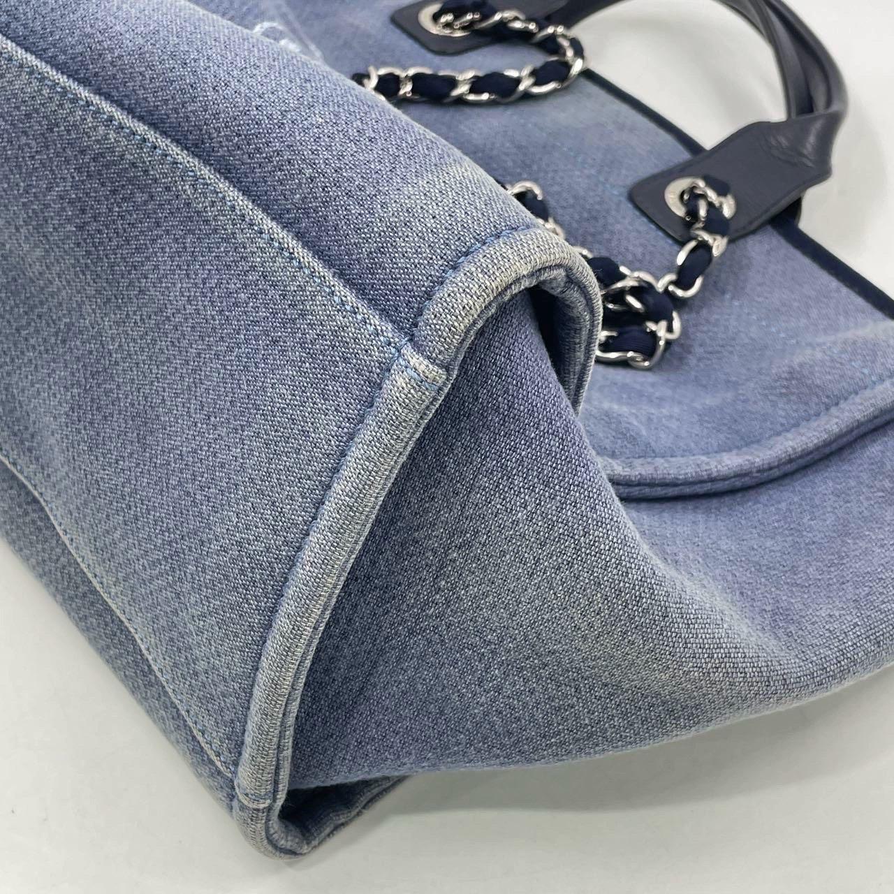 Chanel Deauville Tote Medium Navy Denim Top Handle 2012 9