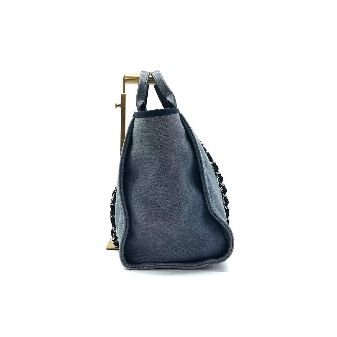 Gray Chanel Deauville Tote Medium Navy Denim Top Handle 2012