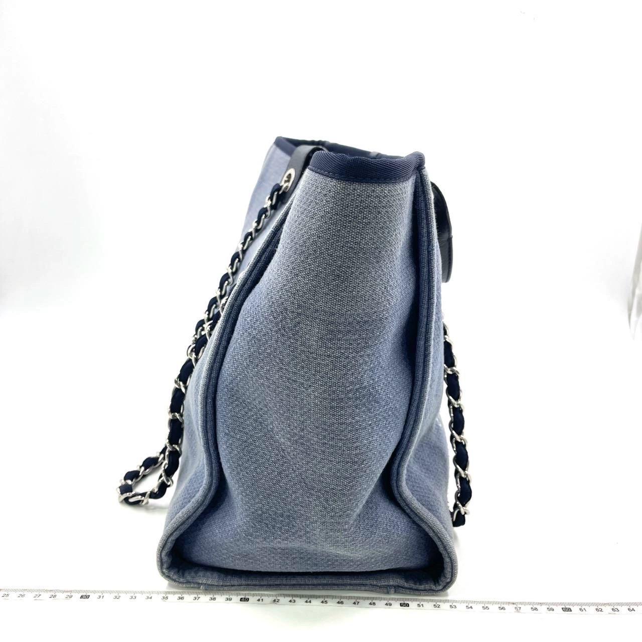Gray Chanel Deauville Tote Medium Navy Denim Top Handle 2012