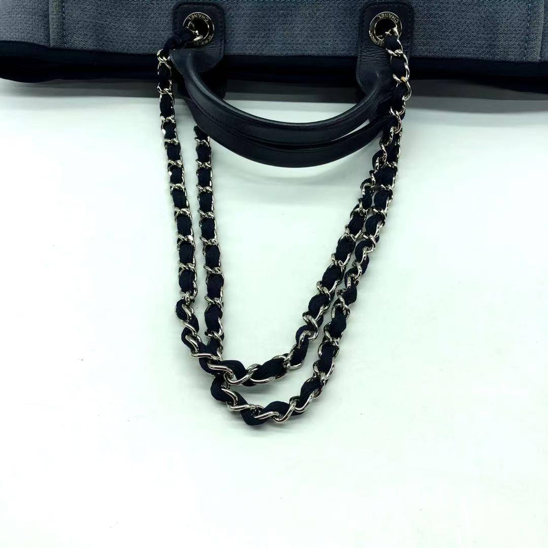 Chanel Deauville Tote Medium Navy Denim Top Handle 2012 1