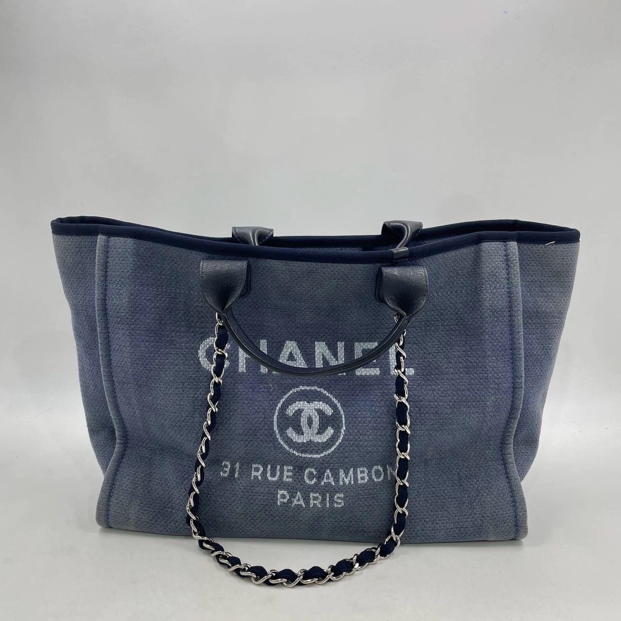 Chanel Deauville Tote Medium Navy Denim Top Handle 2012 1