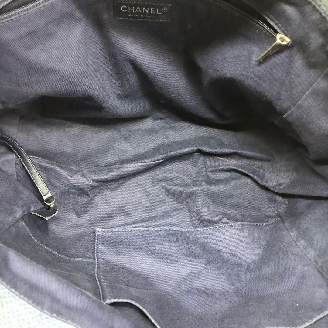 Chanel Deauville Tote Medium Navy Denim Top Handle 2012 2