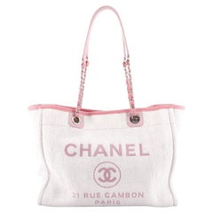 Chanel Deauville Tote Striped Raffia Small