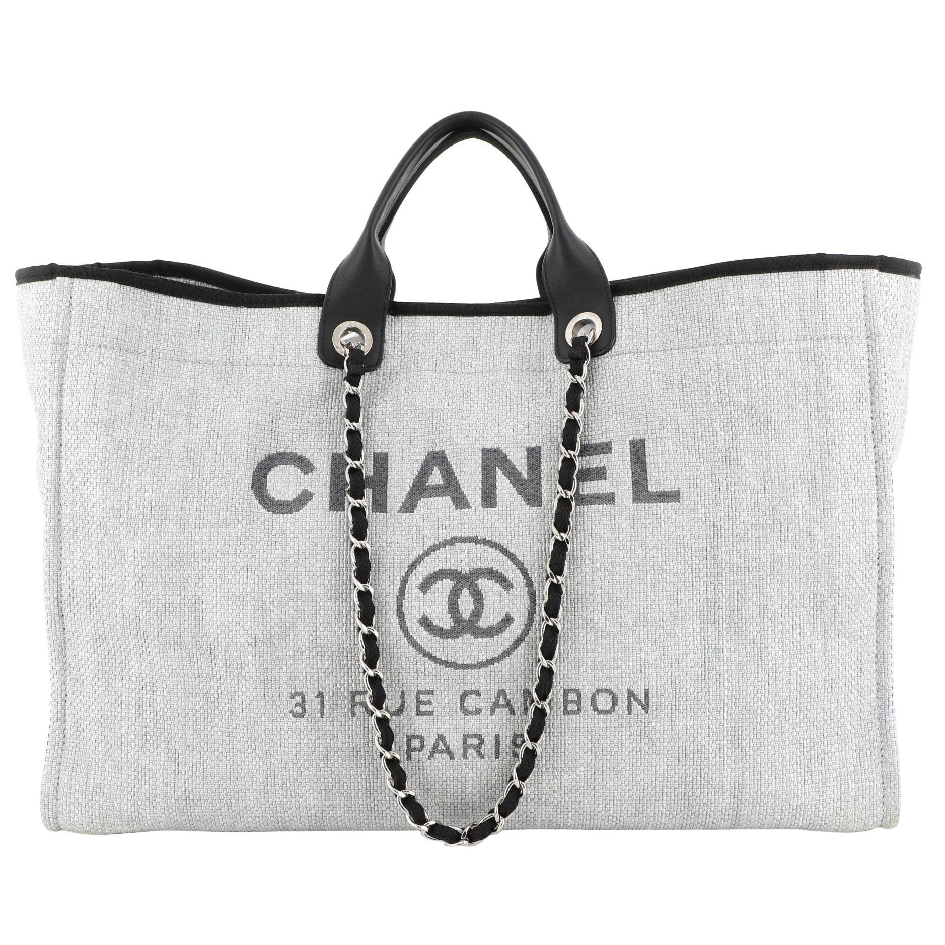Chanel Deauville Chain Tote Canvas XL at 1stDibs