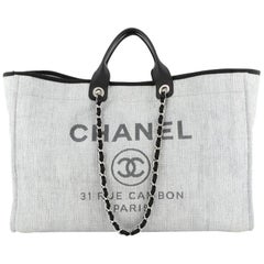 Chanel Raffia Blue White Large Deauville Tote Leather ref.706461 - Joli  Closet