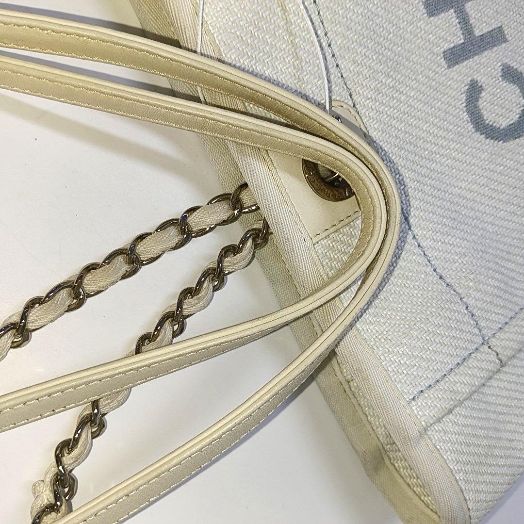 Chanel Deauville Tote Small Light Blue Denim Top Handle 11
