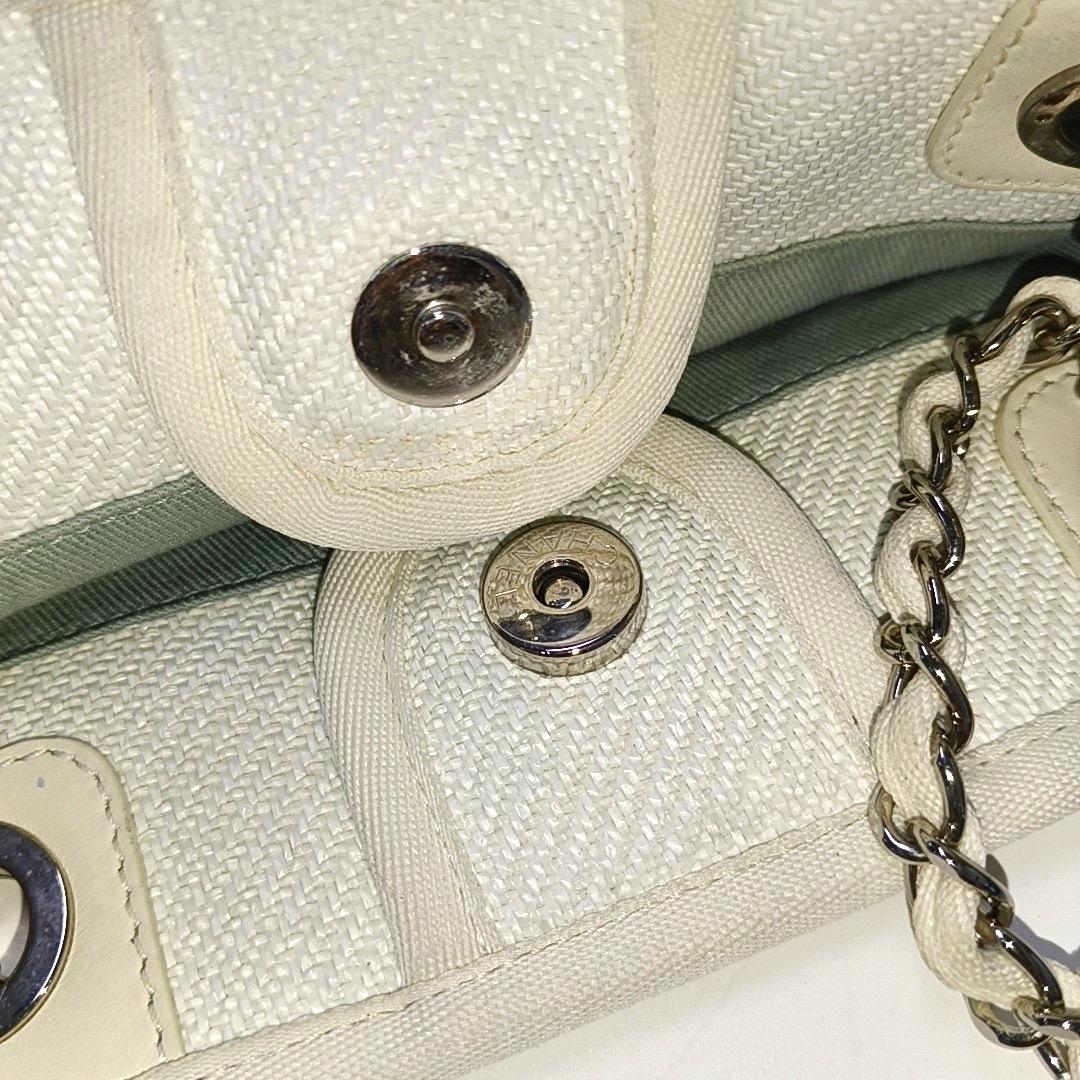 Chanel Deauville Tote Small Light Blue Denim Top Handle 12