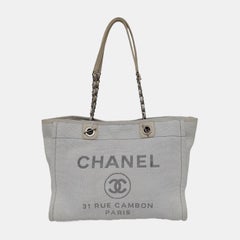 Chanel Deauville Tote Small Light Blue Denim Top Handle