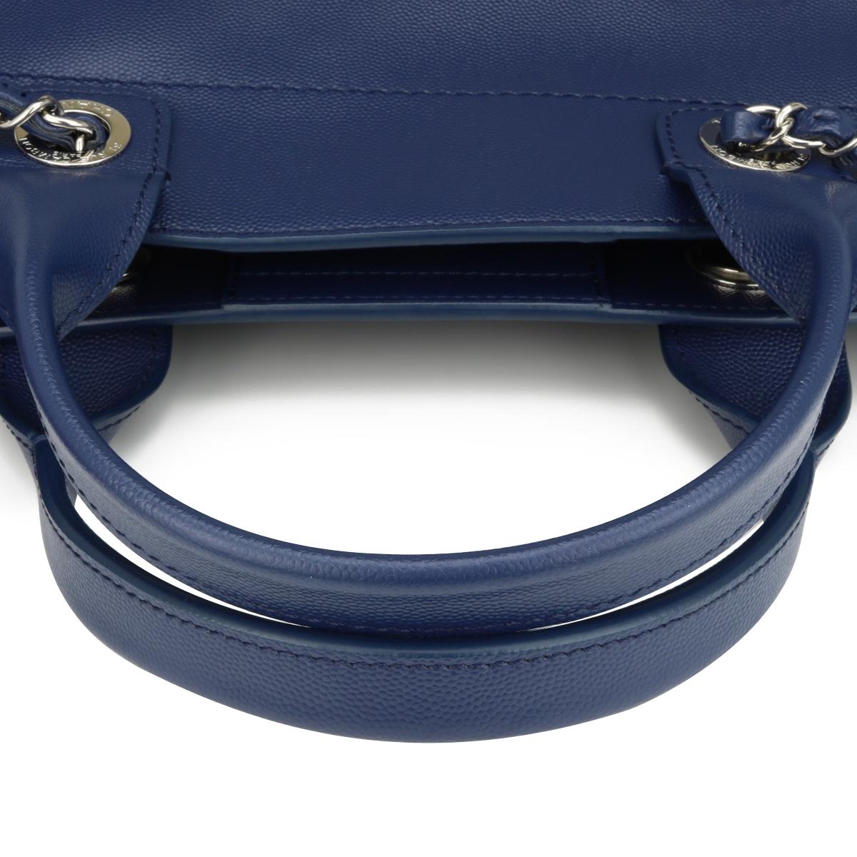 CHANEL Deauville Tote Small Navy Blue Caviar Studded with Silver Hardware 2018 For Sale 7
