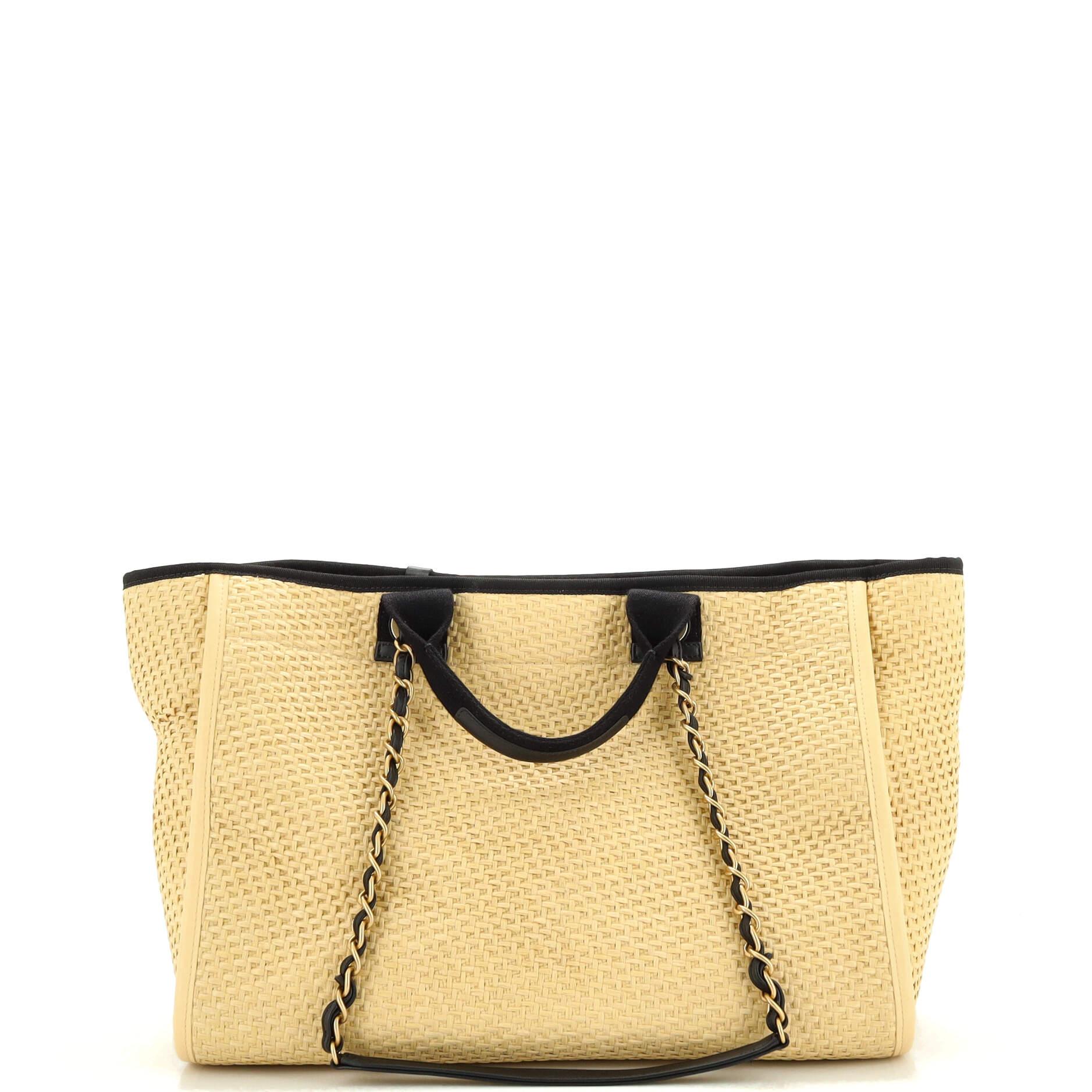 Women's or Men's Chanel Deauville Tote Straw with Chain Detail Medium
