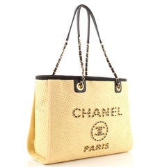 Chanel  Deauville Tote Straw with Chain Detail Small