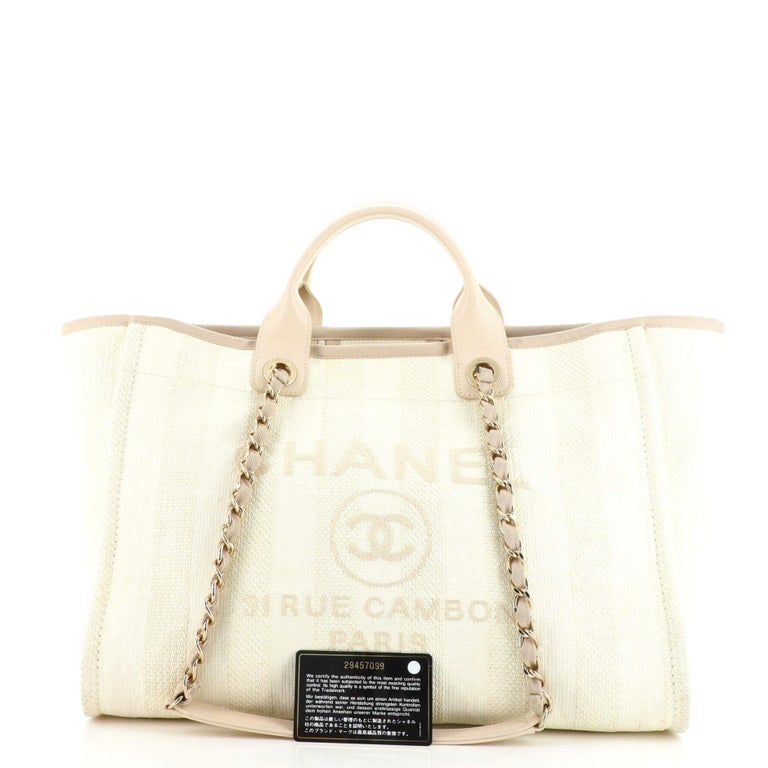 Chanel Deauville Tote Striped Mixed Fibers Medium at 1stDibs