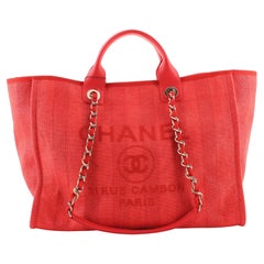 Chanel Deauville Tote Striped Mixed Fibers Medium