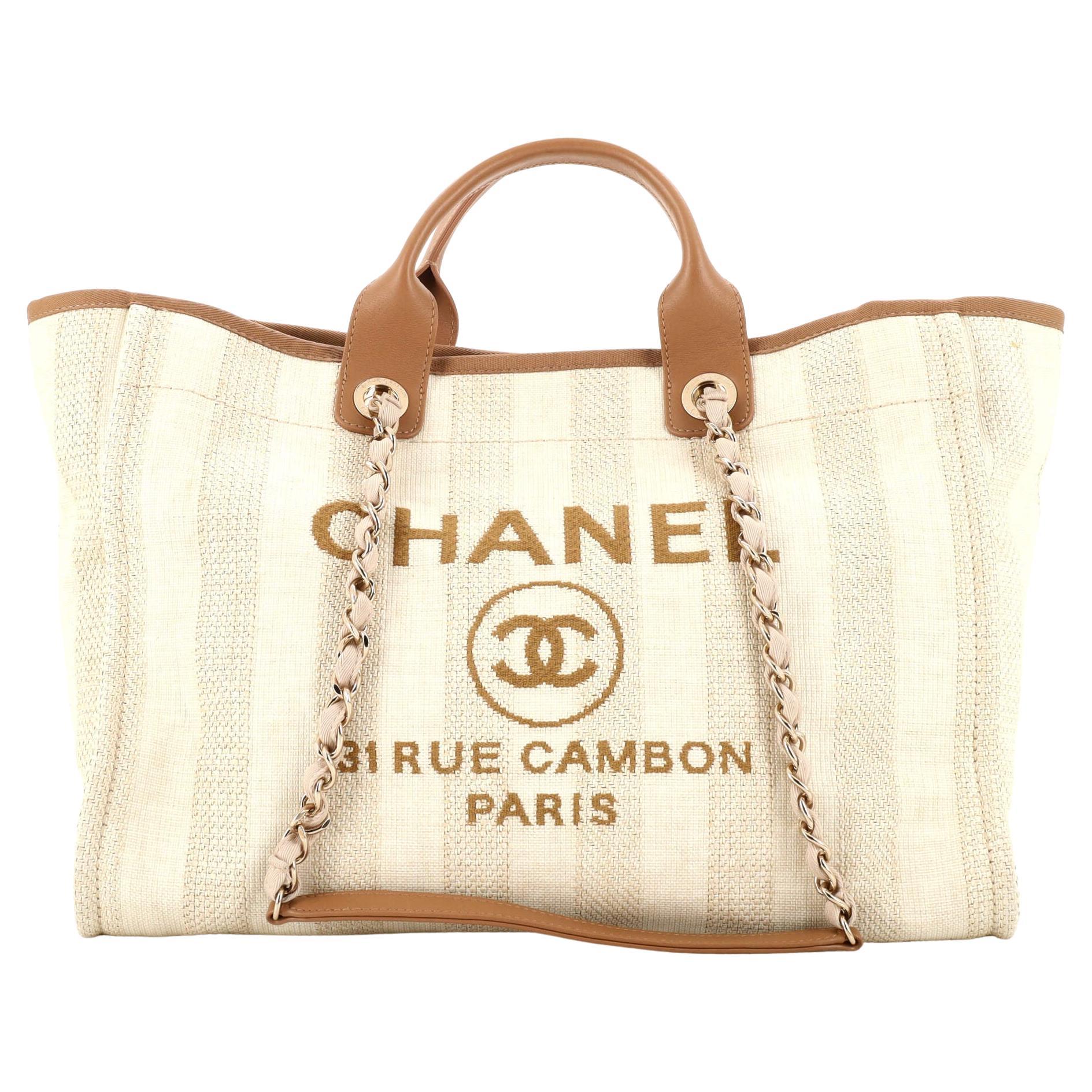Chanel Deauville Tote Striped Mixed Fibers Medium For Sale at 1stDibs