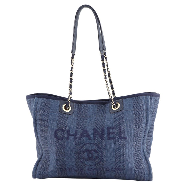 Chanel Deauville Tote Striped Mixed Fibers Small at 1stDibs