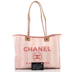 Chanel Deauville Tote Striped Raffia Small