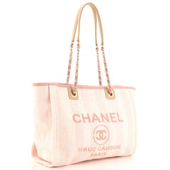 Chanel Deauville Tote Striped Raffia Small
