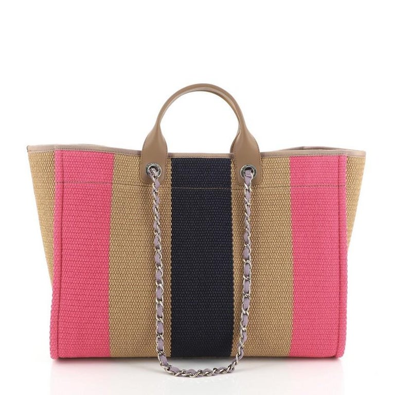 Chanel Deauville Tote Striped Viscose Canvas Large at 1stDibs