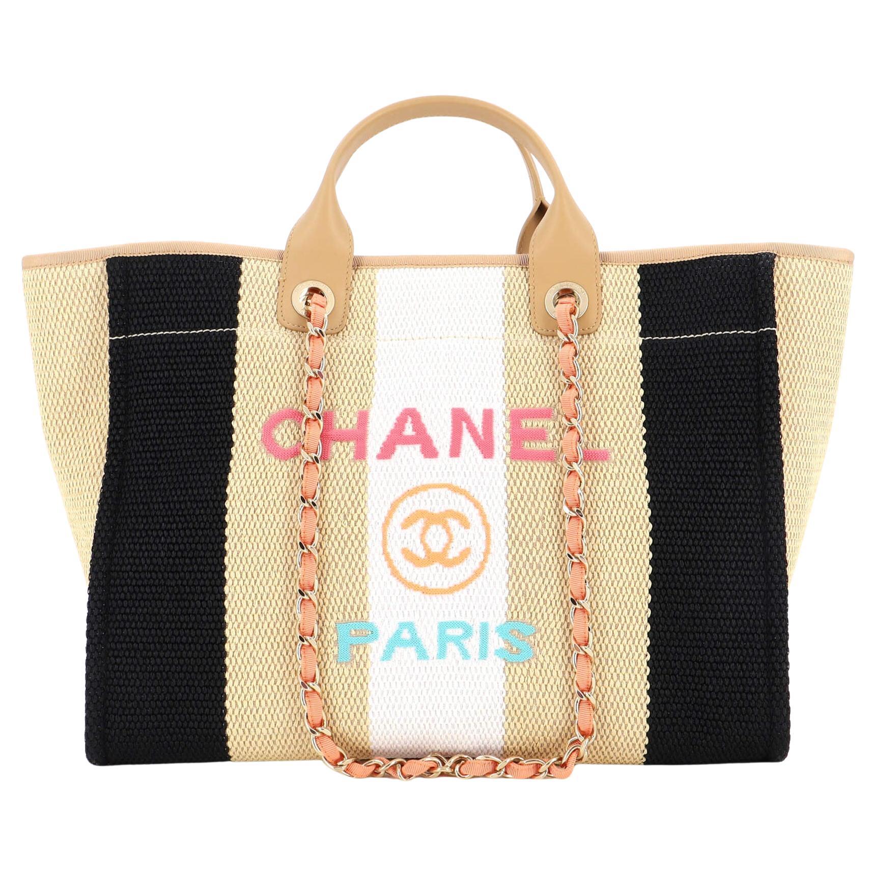 CHANEL Canvas Large Deauville Tote Blue 277776