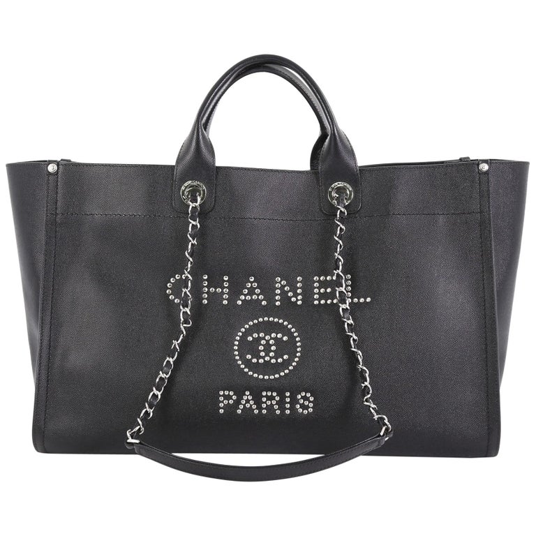 Chanel Deauville Tote Studded Caviar Large at 1stDibs