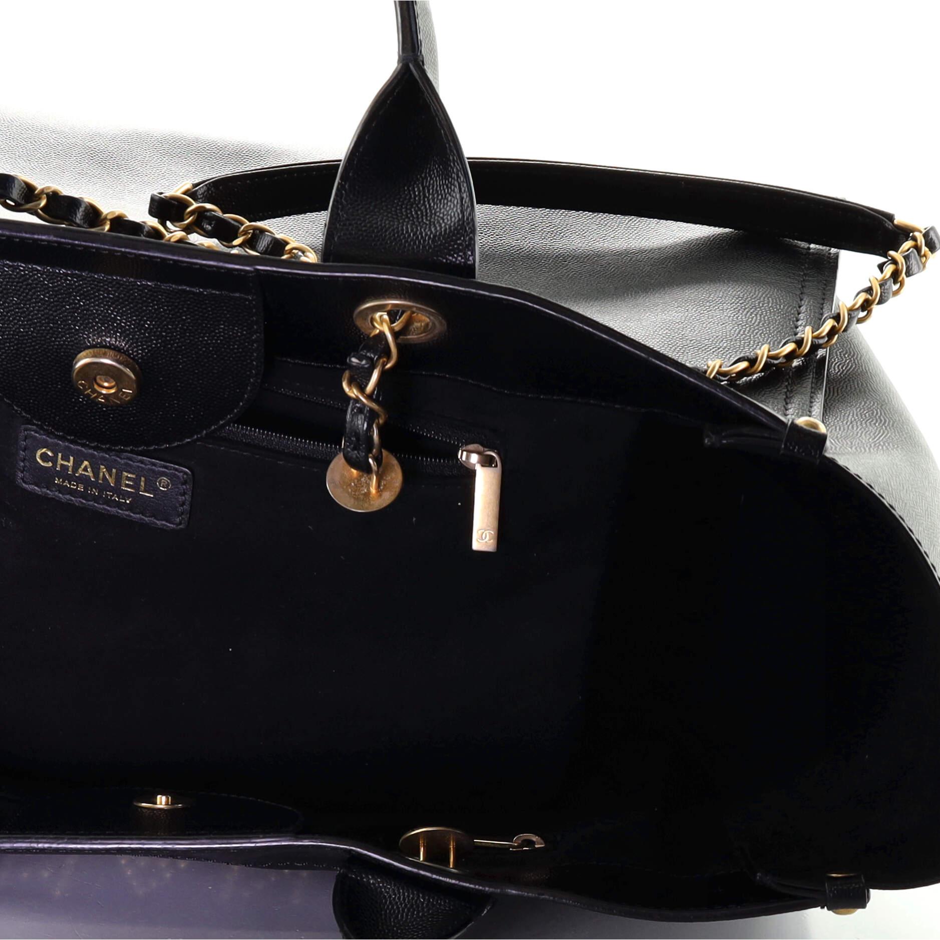 Women's or Men's Chanel Deauville Tote Studded Caviar Medium