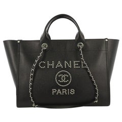 CHANEL Canvas Small Deauville Tote Grey 1286635