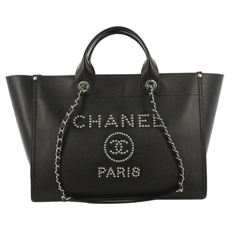Chanel Deauville Tote Studded Caviar Medium at 1stDibs
