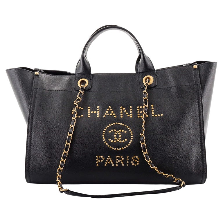 Chanel Deauville Tote Studded Caviar Medium at 1stDibs