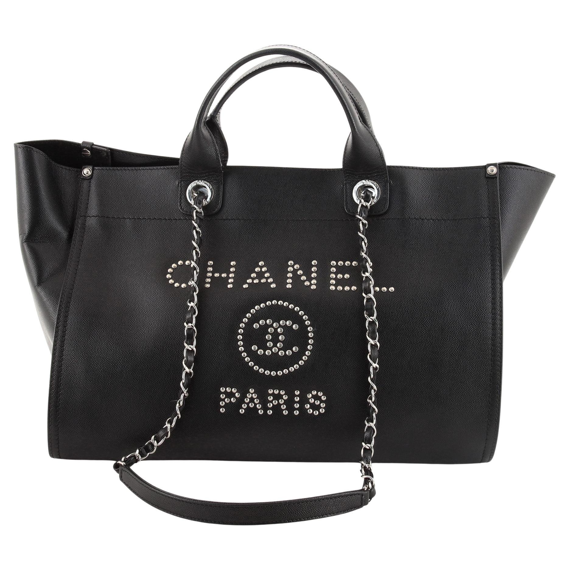 Chanel Deauville Tote Studded Caviar Medium