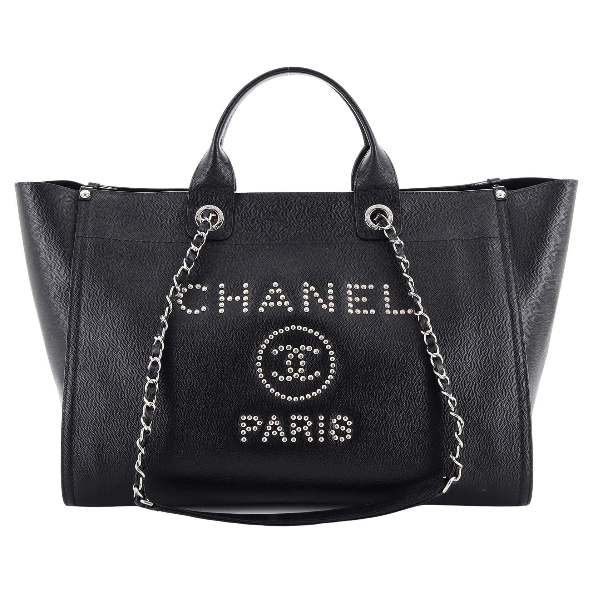 Chanel Deauville Tote Studded Caviar Medium